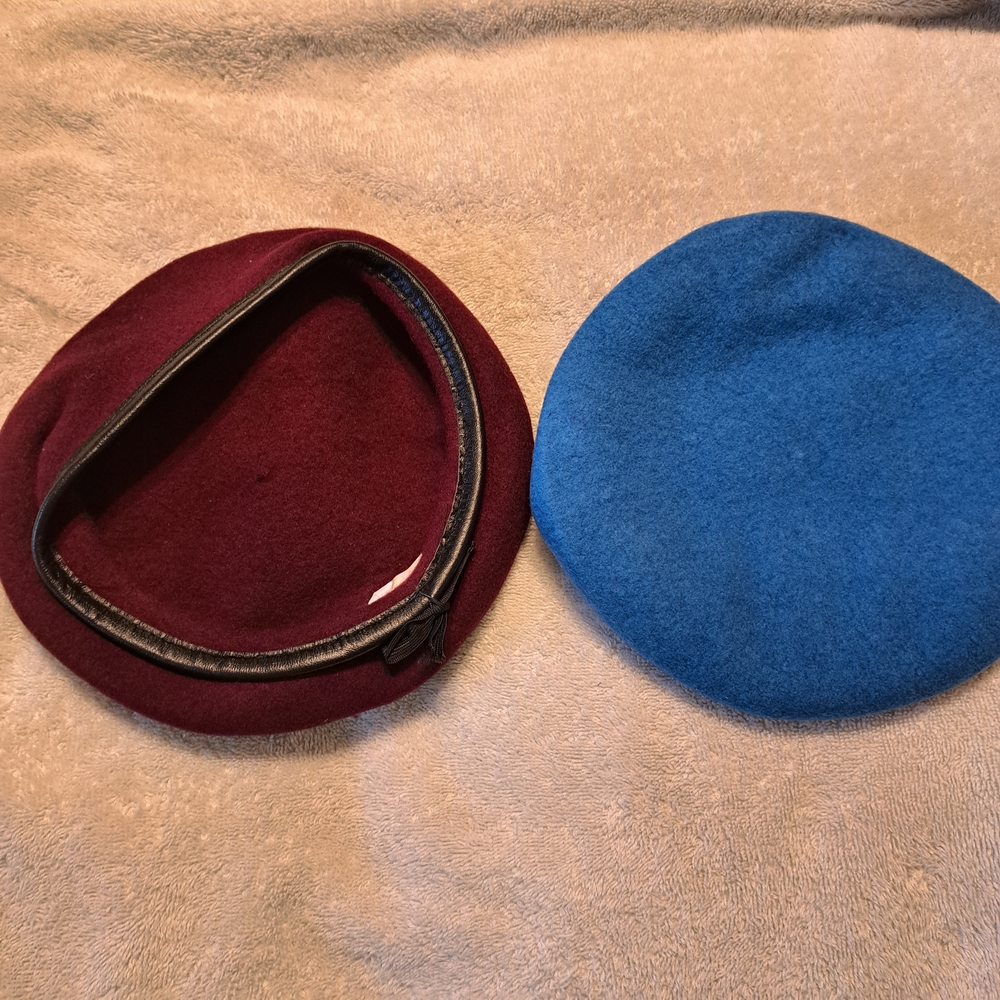 Crown Blue and Burgundy Beret Duo
